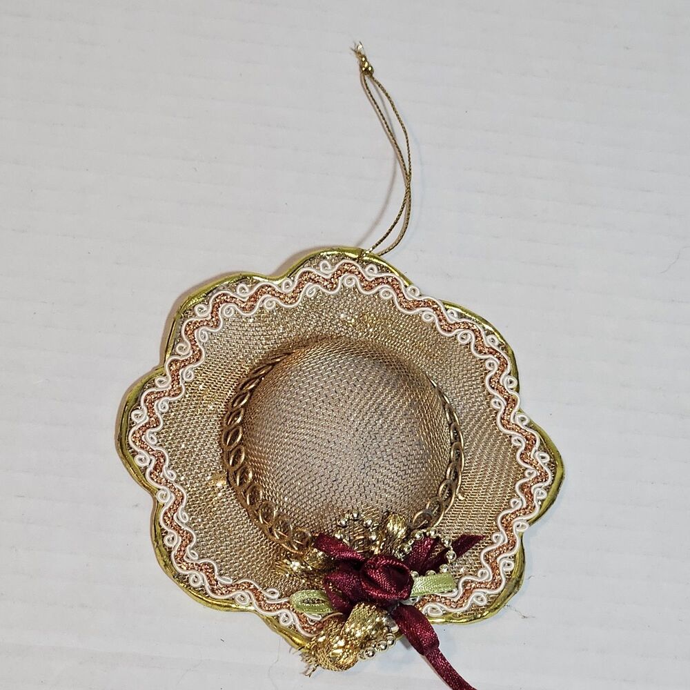 VTG Kurt Adler Wire Mesh Ladies Hat Christmas Ornament, 4"